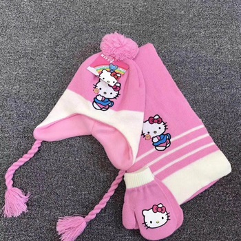  Hello Kitty Mütze mit Bommel...